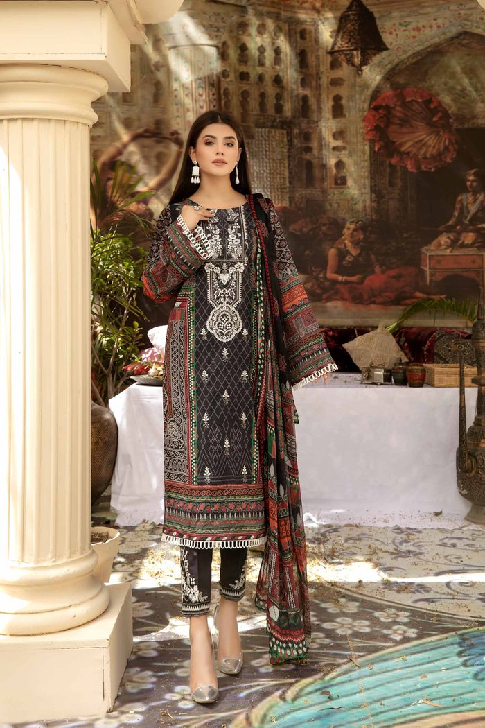 Night Jewry - Digital Printed & Embroidered Lawn 3 piece